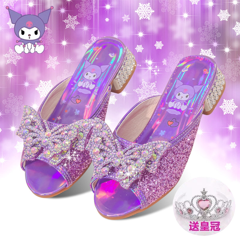 库洛米夏季女童凉拖鞋韩版灰姑娘水晶鞋高跟女孩居家儿童紫色拖鞋,童鞋/婴儿鞋/亲子鞋,儿童凉拖鞋,淘宝优惠券,粉丝福利购,淘宝优惠卷