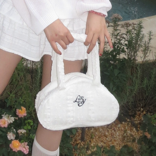 ALazyPig爱心蕾丝立体手提袋原创设计可爱百搭白色腋下包
