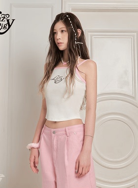 ALazyPig撞色罗纹背心女夏季新款修身高弹甜美可爱短款内搭吊带