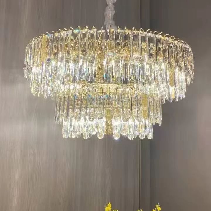 高档新品法式轻奢全水晶K9一级客厅水晶吊灯别墅挑空大灯卧室餐厅