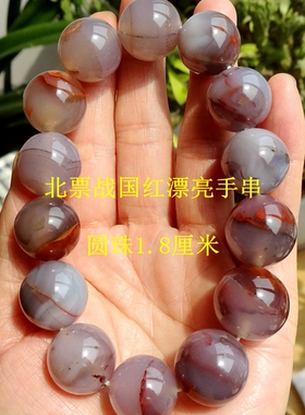 天然奇石观赏石菊石化石树叶树化玉北票战国红缟玛瑙漂亮手串2700
