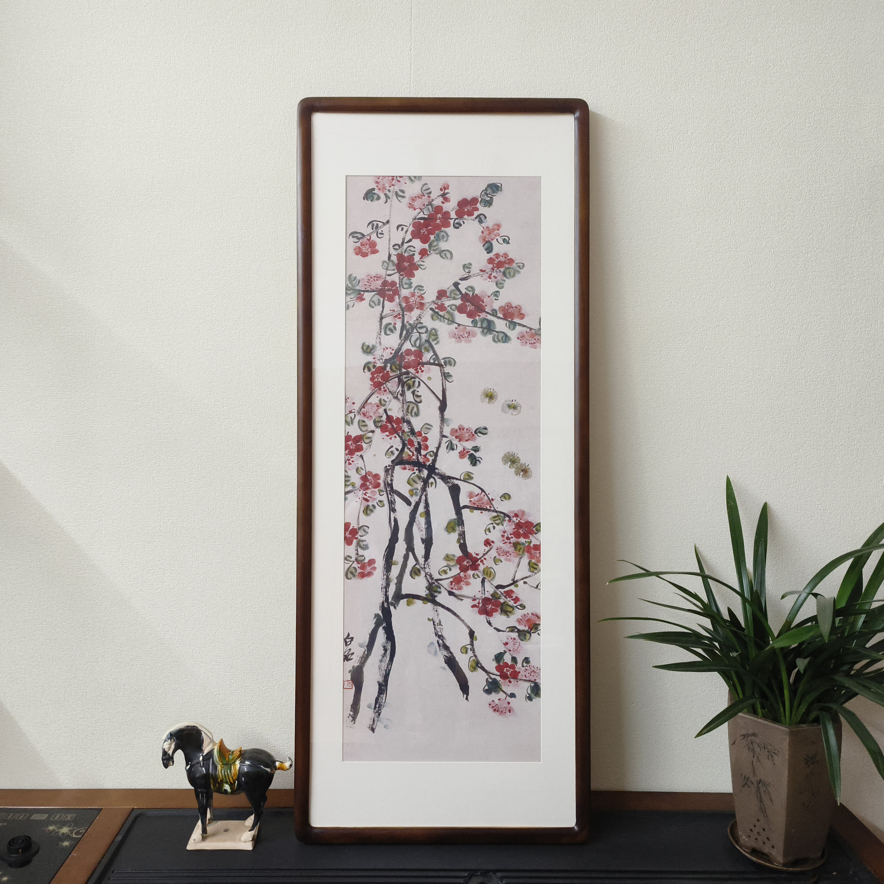 齐白石梅花图国画水墨画新中式客厅装饰画办公室书房高档大气挂画