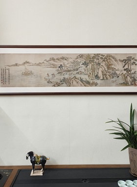 沈周送行图国画山水画新中式客厅装饰画书房茶室字画酒店复古挂画
