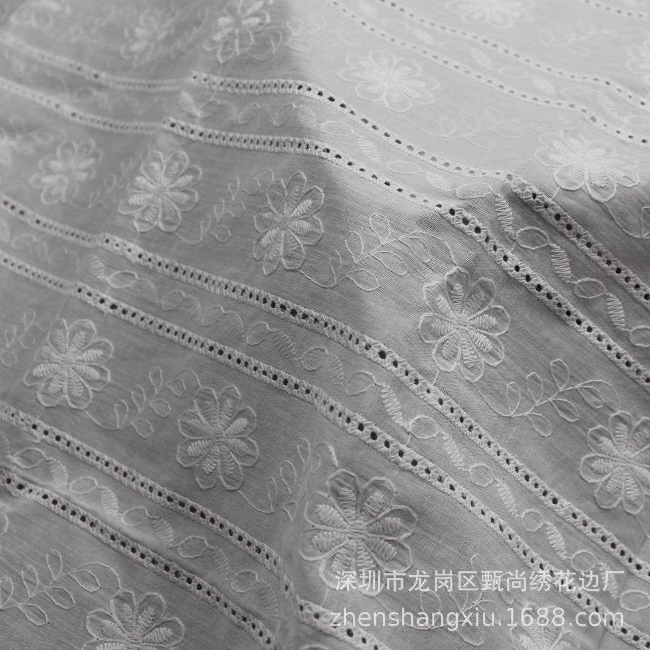新款直销直销9088棉布绣花面料 新款全棉镂空绣花布 女装布料