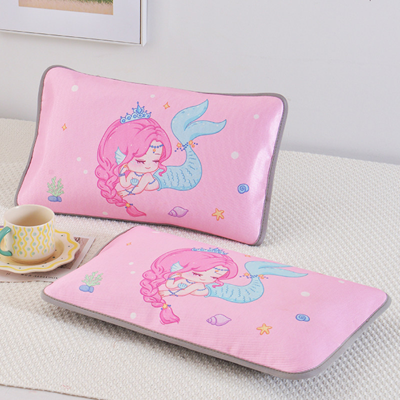 儿童女孩美人鱼冰丝枕套40x60卡通宝宝单个夏季凉席枕头套30x50cm