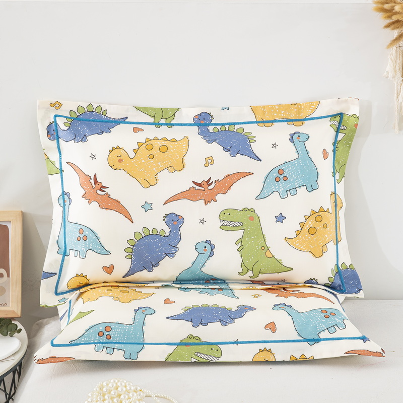 A类60支全棉儿童男孩小恐龙枕套35*55枕芯套卡通纯棉枕头套30*50