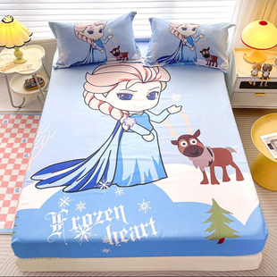 艾莎公主风床单卡通公主爱莎床笠单件床罩儿童女孩女童床品床垫套