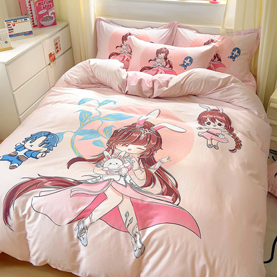 卡通纯棉被套单件儿童房女孩女童少女心公主学生宿舍全棉单独被罩