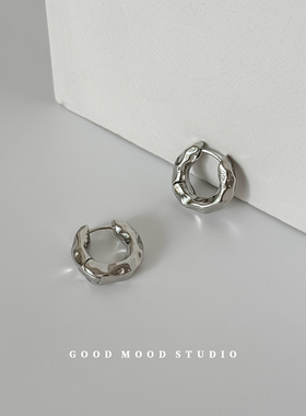 GMS加州女孩 小众设计肌理质感耳圈简约时髦冷淡风高级感耳环耳饰
