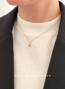 GMS苏黎世 精致简约八芒星水滴吊坠项链女小众轻奢锆石锁骨链纯银