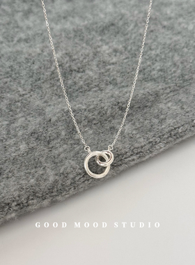 GMS摩登女孩 时髦个性环环相扣项链女简约双环设计师锁骨链毛衣链