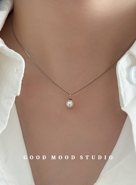 GMS露丝小姐 法式浪漫正圆珍珠吊坠项链2024新款锁骨链百搭毛衣链