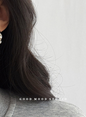 GMS巴黎街头 极简冷淡风半圆C型耳环925银针金属时尚高级感耳饰女