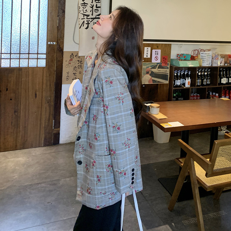 现货印花格纹小西装外套2C282-836P125K178,女装西装,2C282