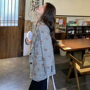 现货印花格纹小西装外套2C282-836P125K178图片
