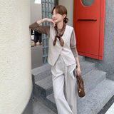 现货老钱风围巾马甲阔腿裤3件套2C282-976P160K248，女装套装/套裙，2C282
