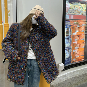 现货法式复古小香风流苏粗花呢外套女夹棉加厚2C282-6638P175K258图片