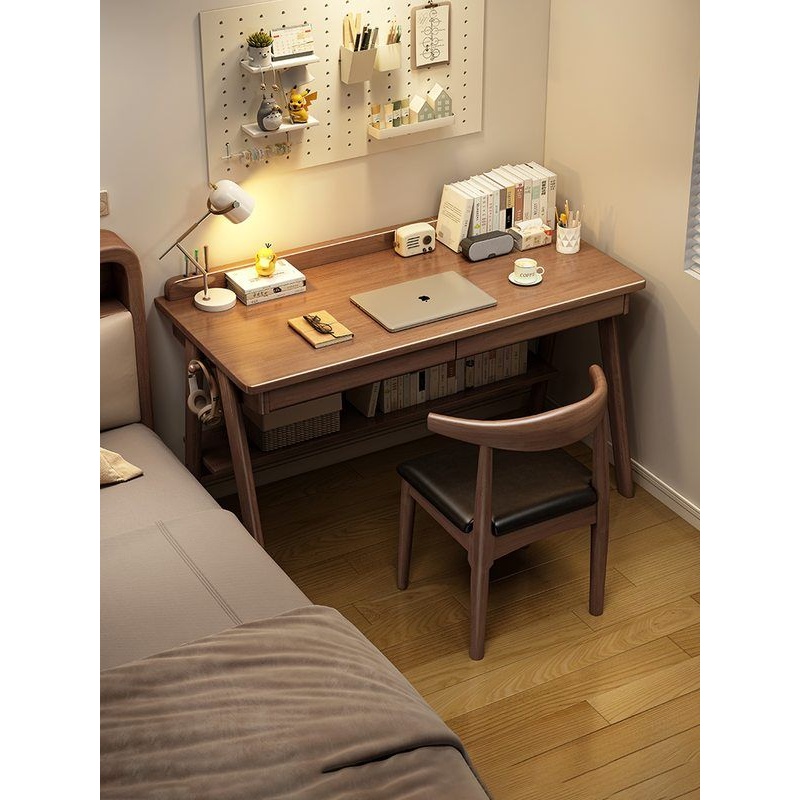 实木书桌学生家用儿童卧室简约学习桌小户型电脑桌床边桌写字桌子