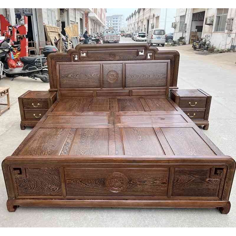 红木家具鸡翅大木床卧室双人婚床实木高箱1.8 1.5米储物床床头柜