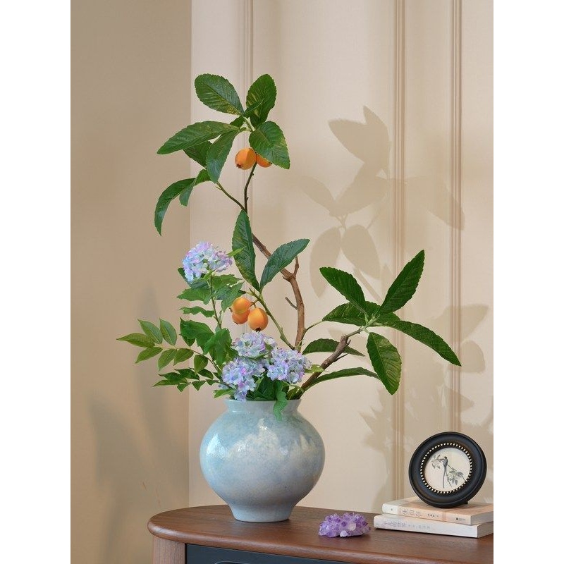 琵琶绣球仿真绿植假花插花艺高级感逼真装饰摆件桌面轻奢高端摆设