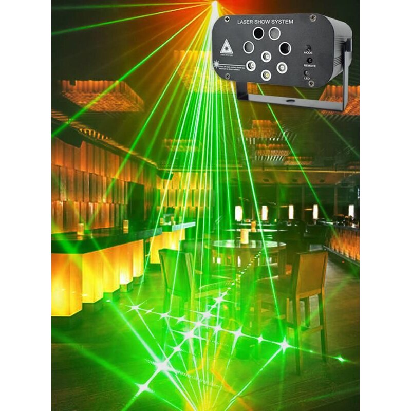 8孔128图案激光灯ktv酒吧声控舞台灯disco蹦迪夜灯镭射彩灯氛围灯