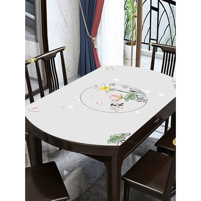 新中式椭圆形餐桌垫防水防油餐桌布可伸缩桌垫新款桌布桌面保护垫