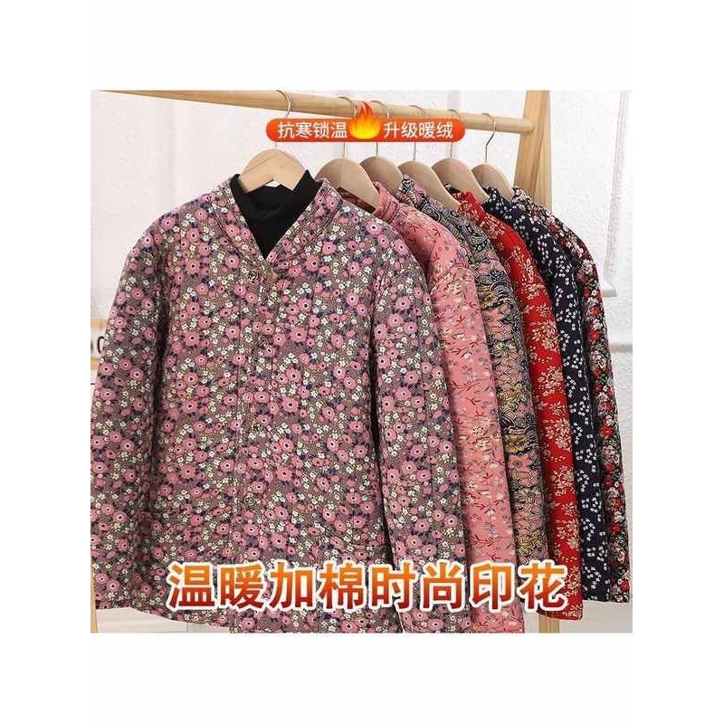 驼绒棉袄女中老年人加厚碎花棉衣新款老太太棉袄棉衣服50到60岁女