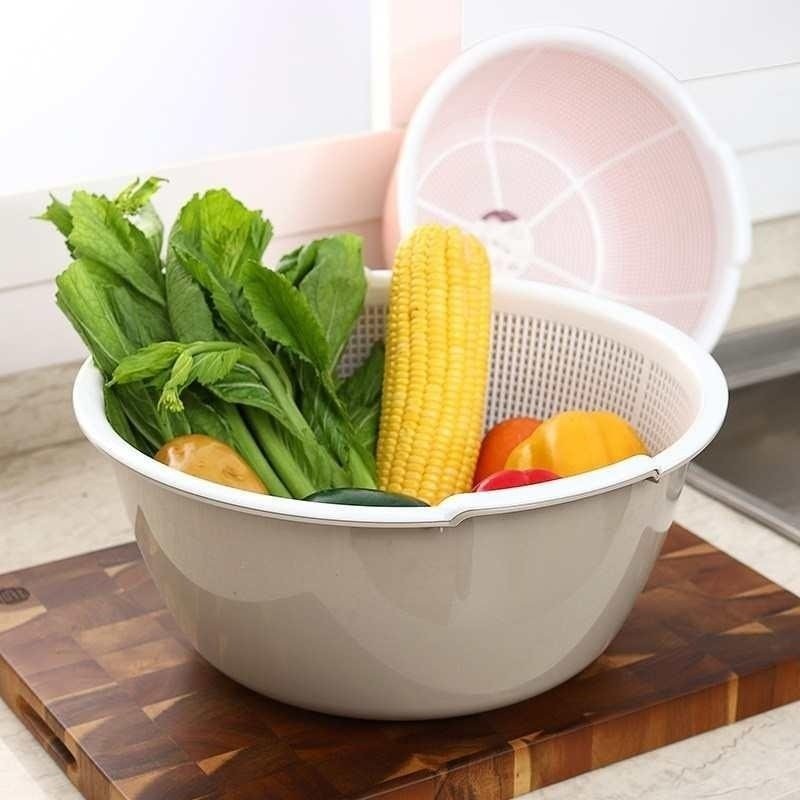 双层洗菜盆塑料大号菜篮子沥水篮家用镂空洗菜篮洗水果果蔬盆套装,餐饮具,果盆/果盘/果篮,淘宝优惠券,粉丝福利购,淘宝优惠卷