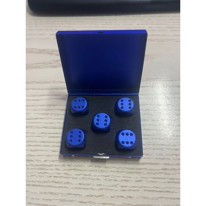 16MM创意休闲铝合金属骰子便携式5粒装铝制筛子色子筒铝甩子包邮