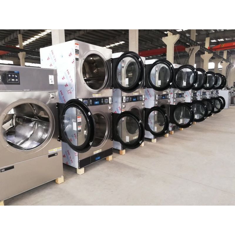 24小时自助洗衣店设备投币式洗衣机 自助式双层烘干机干衣机