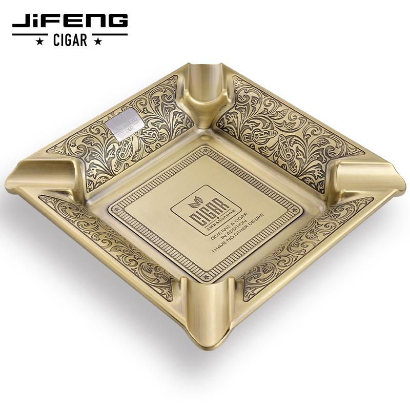 雪茄菸灰缸大口径雕刻四槽设计金属灭烟器雪茄专用高级纯铜菸灰缸