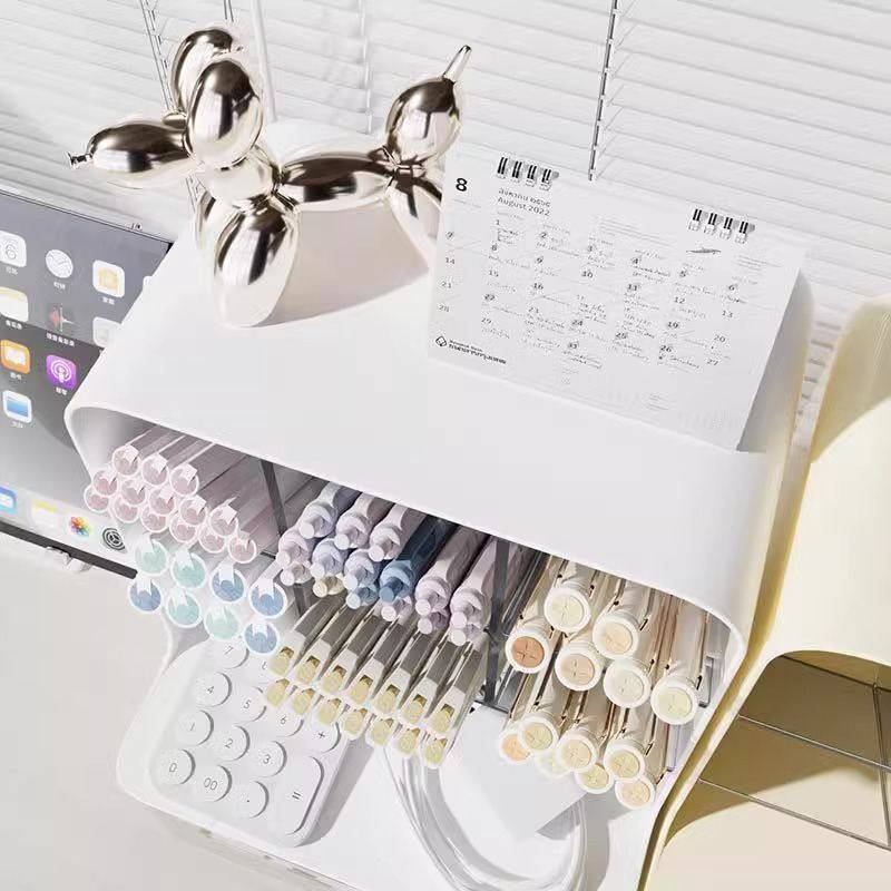 写字台斜插式笔筒学生书桌文具杂物置物架桌面多功能办公室收纳盒,收纳整理,书桌收纳置物架,淘宝优惠券,粉丝福利购,淘宝优惠卷