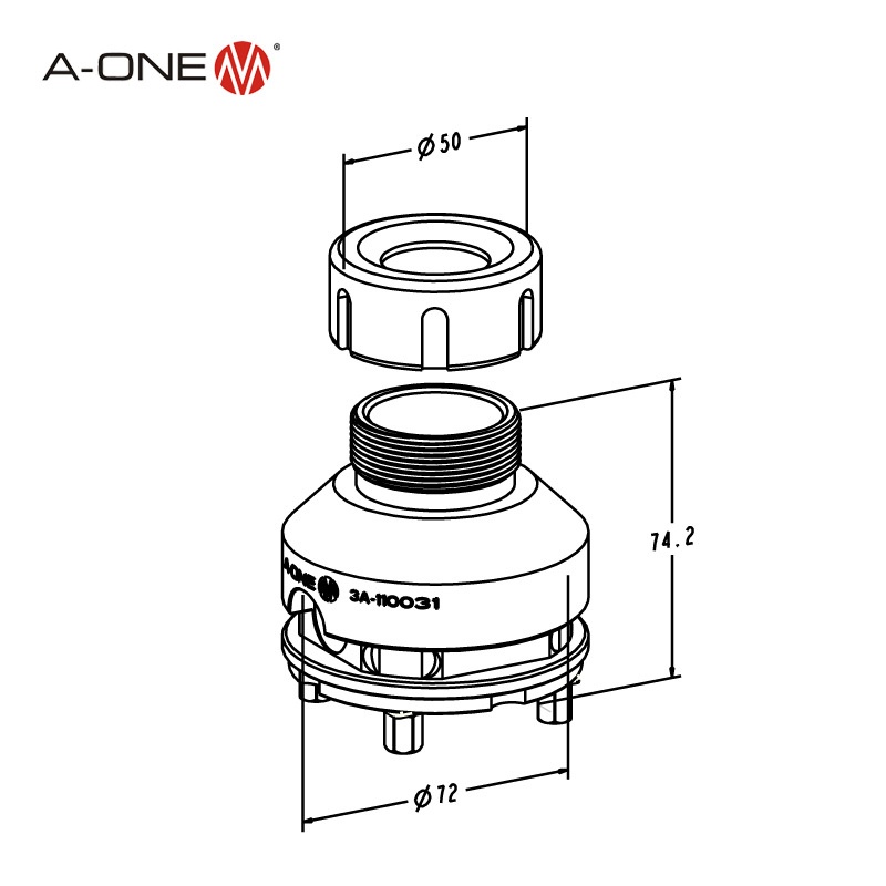 A-ONE机床夹持圆柱工件专用弹簧套筒夹头 可兼容EROWA工装夹具