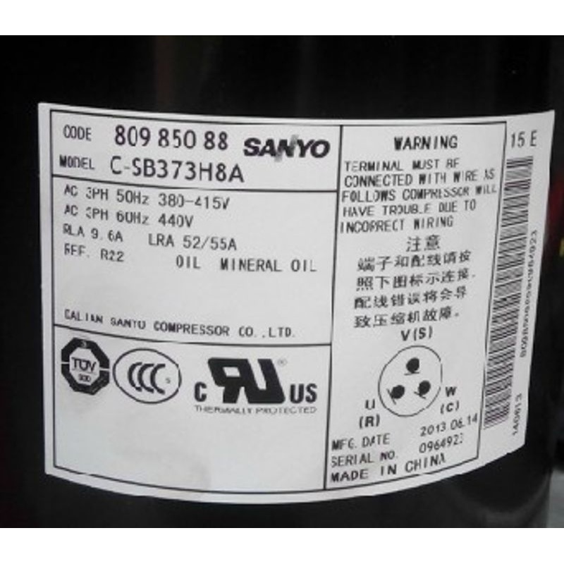 C-SB373H8A C-SB373H8F原装SANYO三洋5P匹热泵空气能空调压缩机