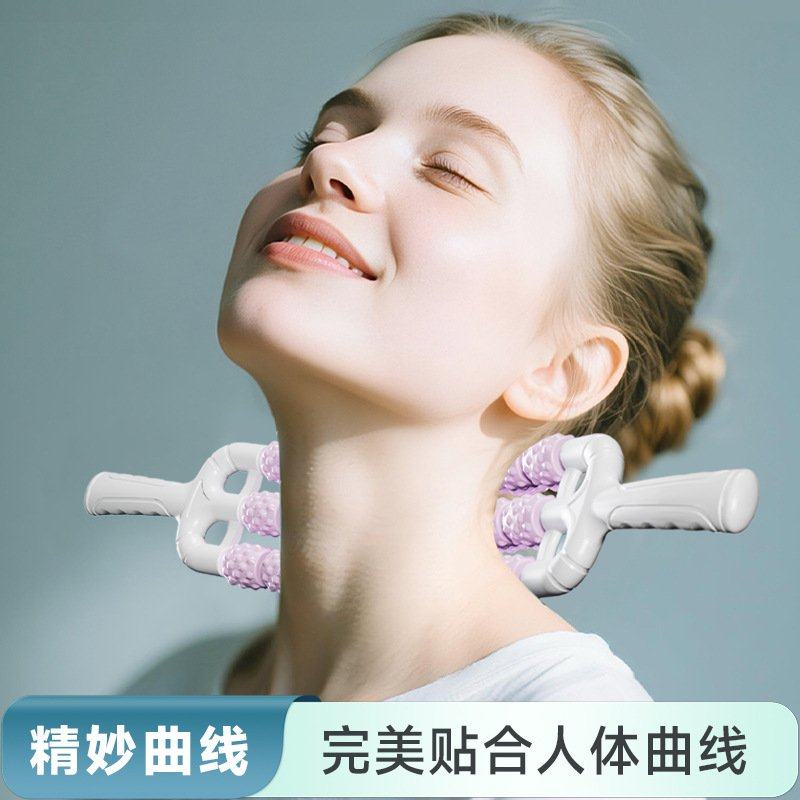 跨境可弯曲仿生按摩棒瑜伽舒缓滚轮拉伸肌肉按摩棒按摩腿部锤放松