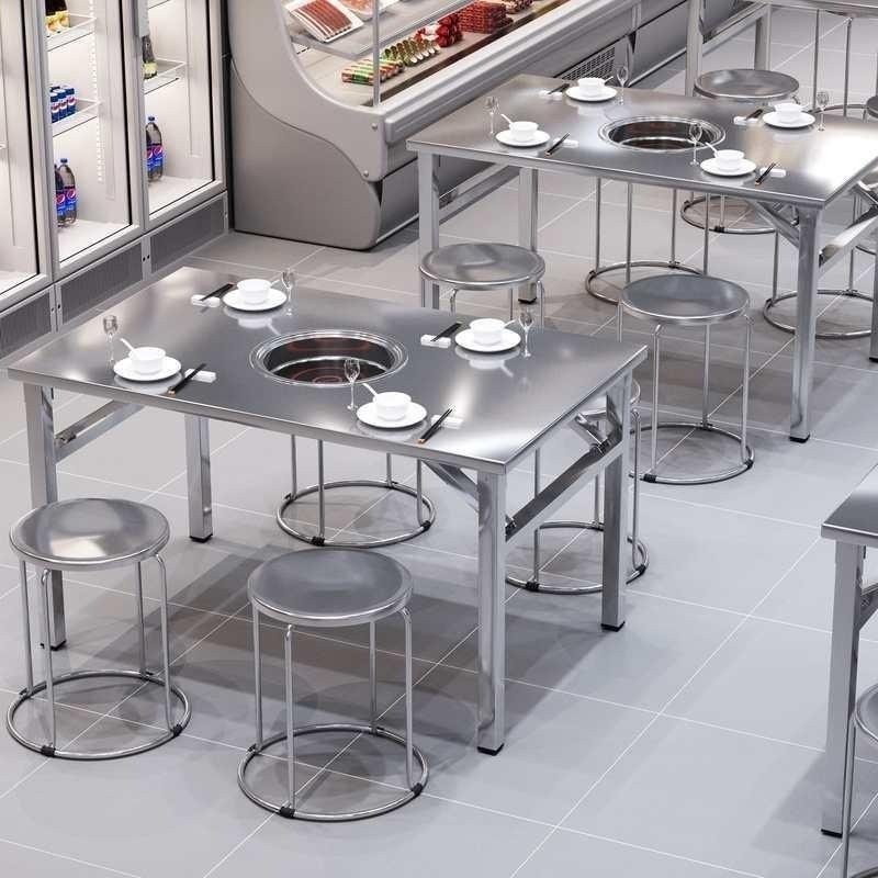 加厚不锈钢火锅电磁炉一体开孔圆桌户外摆摊商用打边炉折叠餐桌,住宅家具,不锈钢/PVC餐桌,淘宝优惠券,粉丝福利购,淘宝优惠卷