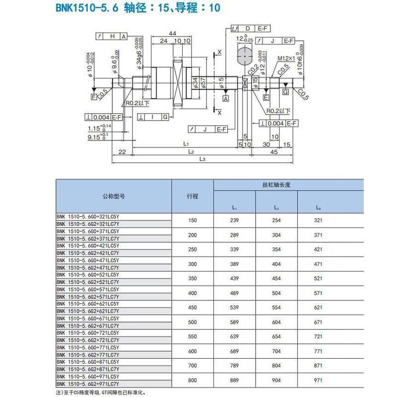 THK精密滚珠丝杆 BNK1510-5.6G0+471LC5Y BNK1510-5.6G2+471LC7Y