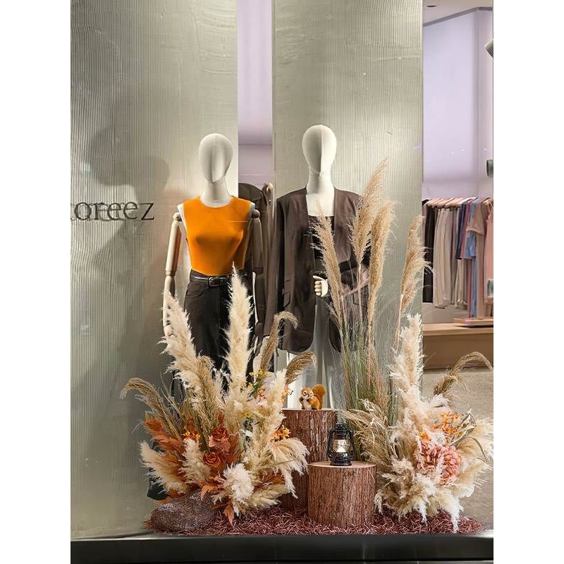 仿真芦苇造景网红服装店橱窗装饰景观假绿植物室内高级仿生花摆件