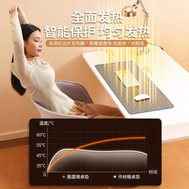 办工作桌加热垫酷盟新款加热鼠标垫加热桌垫保暖超大电热发热桌垫