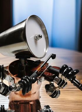 工业风 蒸气朋克 手工机器人桌面摆件装饰 大提琴小提琴乐器