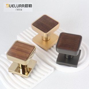 穆勒隐形门锁灰黑色单面锁金色背景墙实木头把手方形圆形暗门拉手