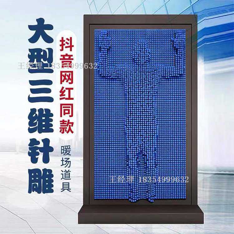 网红同款大型三维立体针雕墙人体打印机3D百变针画克隆针幕造型墙