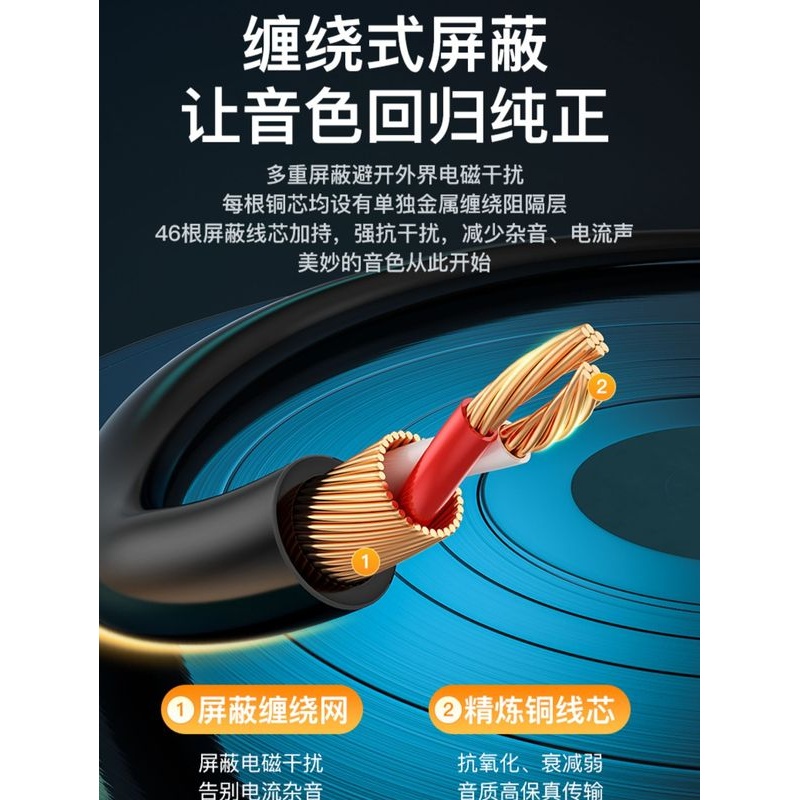 秋叶原6.5大三芯音频线电吹管钢琴音响调音台6.35立体声TRS连接线