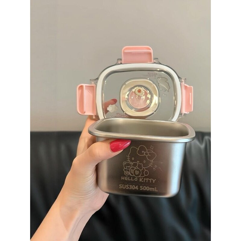 哈喽kt保鲜盒水果便当盒食品级不锈钢密封饭盒带盖上班族便携外出