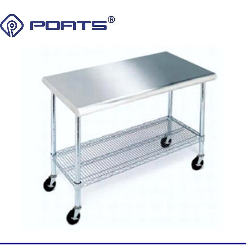 厂家直销工作桌厨房不锈钢双层工作台饭店厨房操作台带轮子,家装主材,商用厨房操作台/工作台,淘宝优惠券,粉丝福利购,淘宝优惠卷