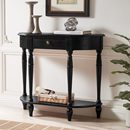 美式 置物架桌子置物台 实木半圆玄关靠墙黑色玄关柜法式