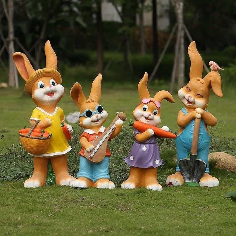 户外可爱兔子装饰玻璃钢雕塑花园卡通园林幼儿园草坪装饰落地摆件,家居饰品,户外/庭院摆件,淘宝优惠券,粉丝福利购,淘宝优惠卷