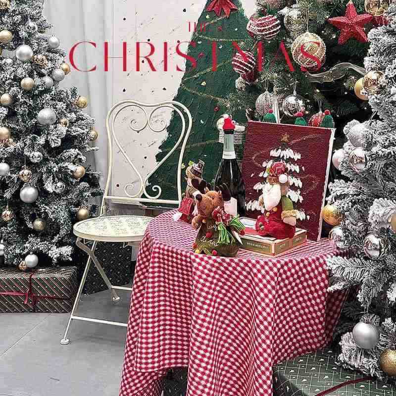 圣诞新年红色格子提花桌布儿童风格台布宠物装饰布写真北欧节日,居家布艺,桌布,淘宝优惠券,粉丝福利购,淘宝优惠卷