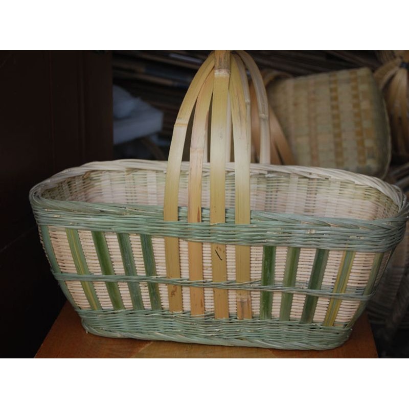 野餐篮子竹编织 手提菜篮 竹篮子鸡蛋篮 水果收纳竹筐竹编 竹器