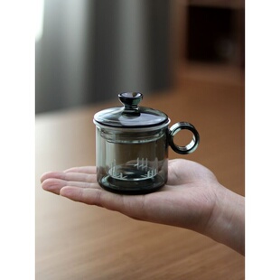 袖珍迷你泡茶杯 120ml耐热玻璃同心杯内置式过滤网茶杯泡茶分离杯